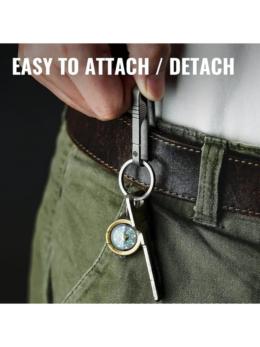 Durable Titanium Keychain Belt Clip with Removable Key Ring - Perfect for